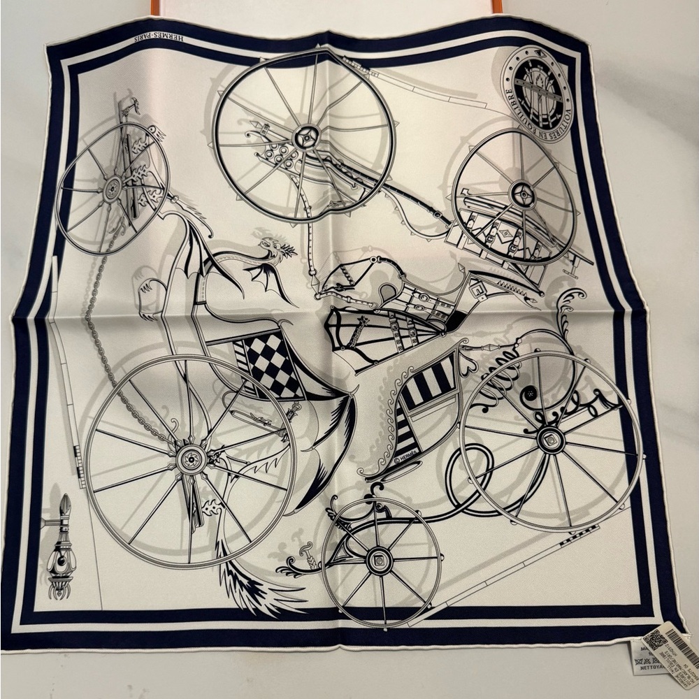 Brand new Hermes White and Black Scarf